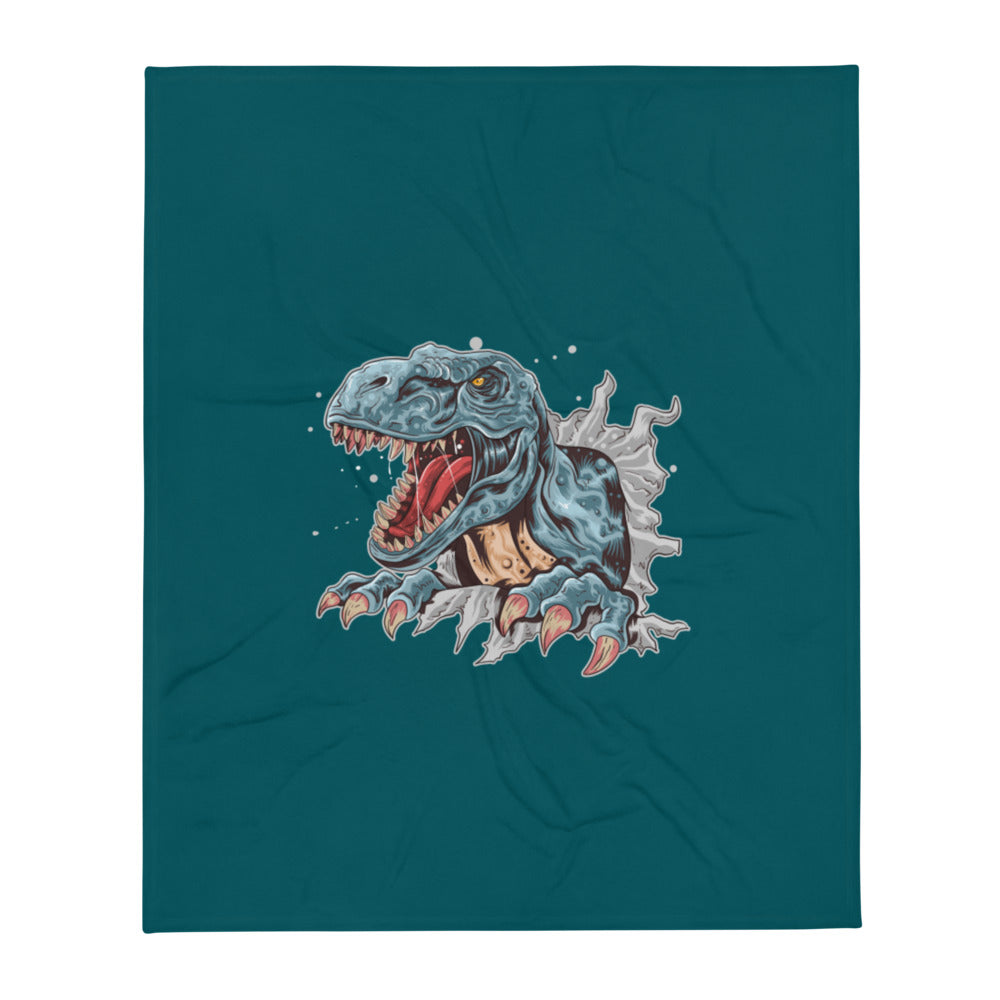 'Dinosaur T-Rex Blue' Throw Blanket