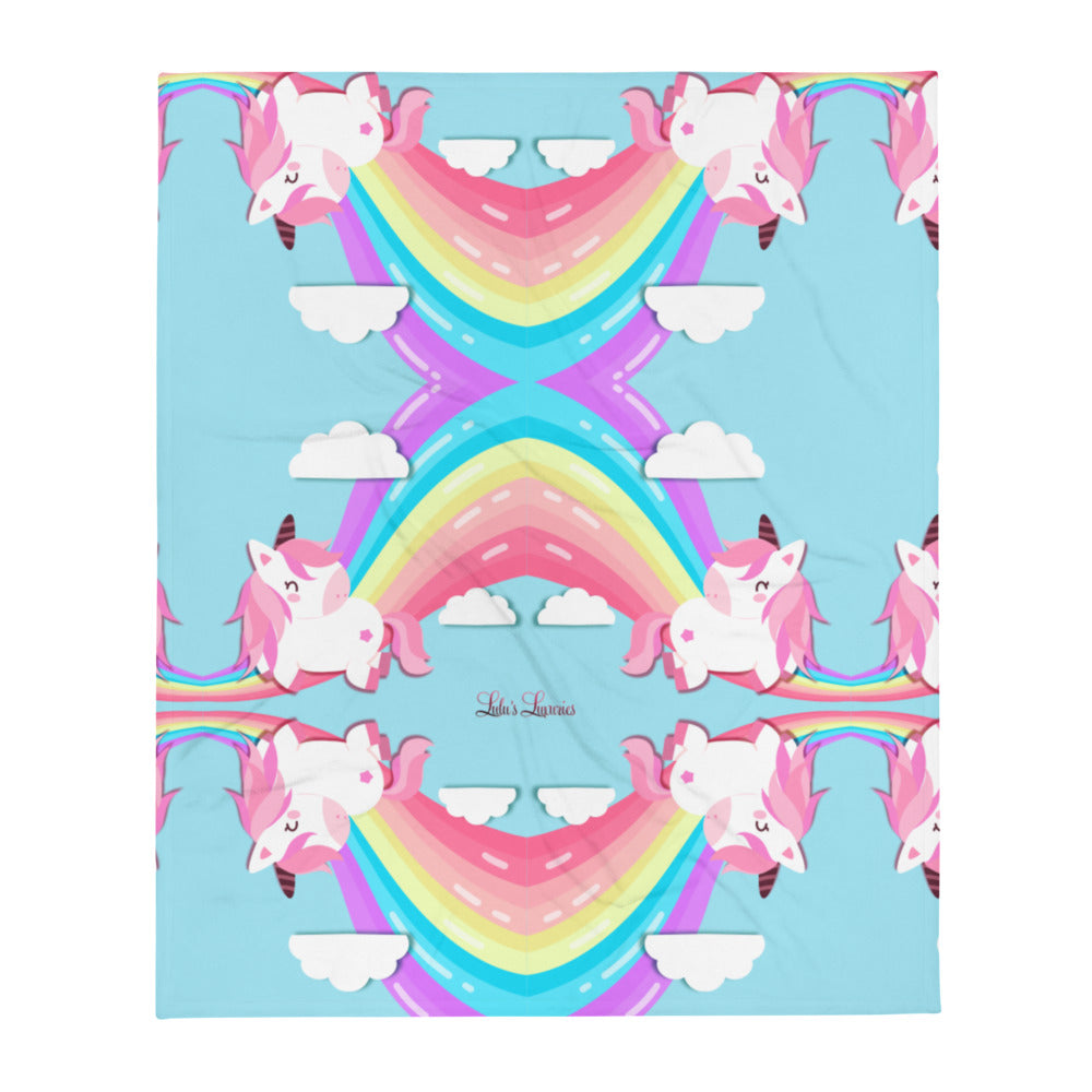 'Rainbow Unicorn In The Sky' Throw Blanket