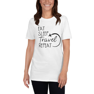 'Eat Sleep Travel Repeat' Short-Sleeve Unisex T-Shirt