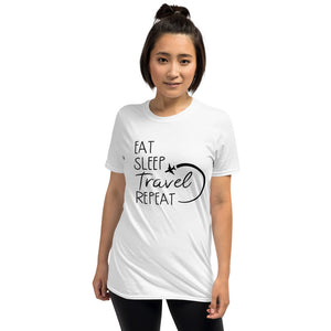 'Eat Sleep Travel Repeat' Short-Sleeve Unisex T-Shirt