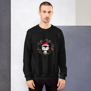 'Penguin Wreath Holiday' Unisex Sweatshirt