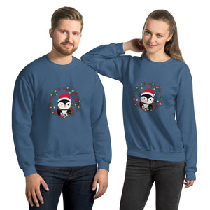 'Penguin Wreath Holiday' Unisex Sweatshirt