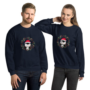 'Penguin Wreath Holiday' Unisex Sweatshirt