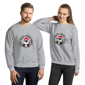 'Penguin Wreath Holiday' Unisex Sweatshirt