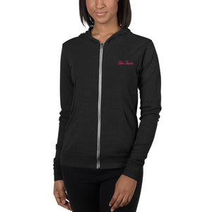 'Lulu's Luxuries' Pink Embroidery Unisex Zip Hoodie