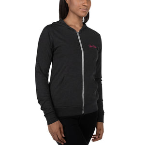 'Lulu's Luxuries' Pink Embroidery Unisex Zip Hoodie