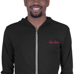 'Lulu's Luxuries' Pink Embroidery Unisex Zip Hoodie