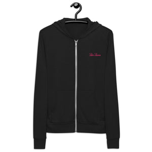 'Lulu's Luxuries' Pink Embroidery Unisex Zip Hoodie