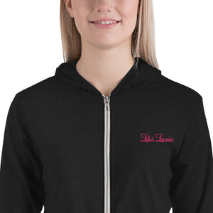 'Lulu's Luxuries' Pink Embroidery Unisex Zip Hoodie