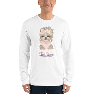 'Lulu's Luxuries Puppy Dog With Bow' Long sleeve unisex t-shirt Made In USA