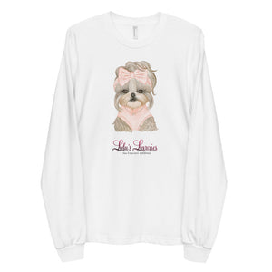 'Lulu's Luxuries Puppy Dog With Bow' Long sleeve unisex t-shirt Made In USA