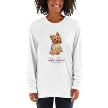 Load image into Gallery viewer, ‘Yorkshire Terrier Lulu’s Luxuries’ Made In USA Long sleeve unisex t-shirt
