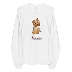 ‘Yorkshire Terrier Lulu’s Luxuries’ Made In USA Long sleeve unisex t-shirt