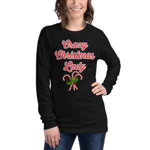 'Crazy Christmas Lady Candy Canes' Unisex Long Sleeve Tee