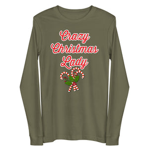 'Crazy Christmas Lady Candy Canes' Unisex Long Sleeve Tee