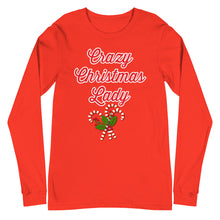 Load image into Gallery viewer, &#39;Crazy Christmas Lady Candy Canes&#39; Unisex Long Sleeve Tee
