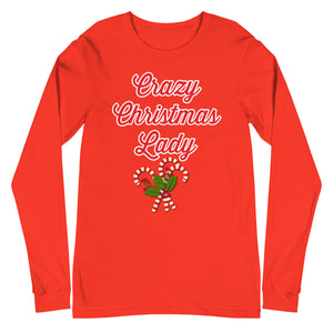 'Crazy Christmas Lady Candy Canes' Unisex Long Sleeve Tee