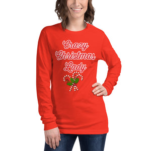 'Crazy Christmas Lady Candy Canes' Unisex Long Sleeve Tee