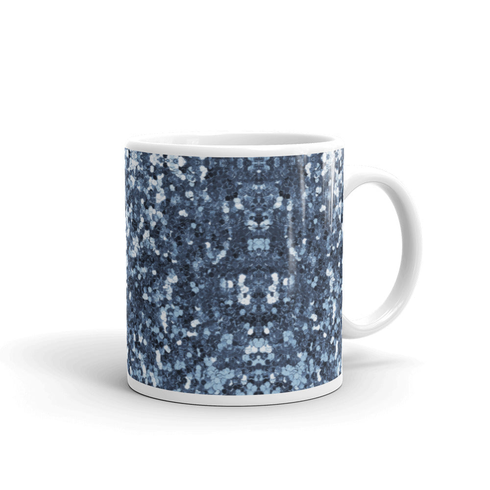 'Blue Sparkle Glitter Confetti Print' Mug