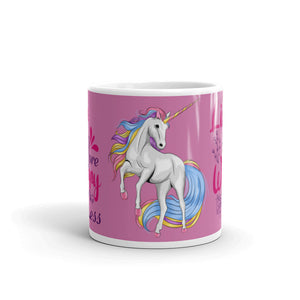 'Live More Worry Less Unicorn Pink' Mug