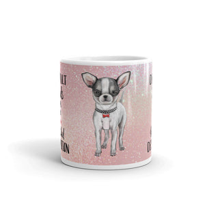 'Rescue Pets Chihuahua - Difficult Roads Often Lead To Beautiful Destination' Rose Gold Pink Sparkle Print Mug