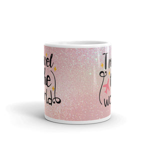 'Travel The World - Rose Gold Pink Sparkle Print' Mug