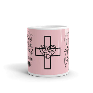 'For I Know The Plans I Have For You' Cross With Heart Light Pink Mug