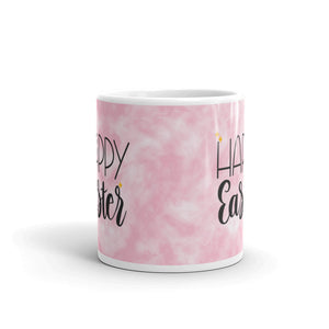 'Happy Easter' Pink Glossy Mug