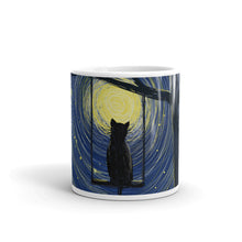 Load image into Gallery viewer, ‘Cat Star Gazing Into The Night’ Glossy Mug
