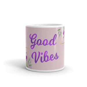 'Good Vibes' Floral Glossy Mug