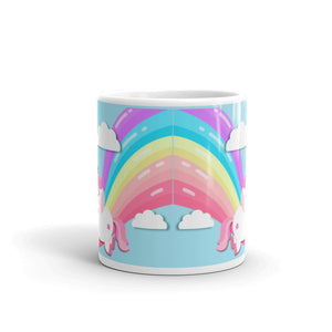 'Unicorn Rainbow Power' Blue Glossy Mug