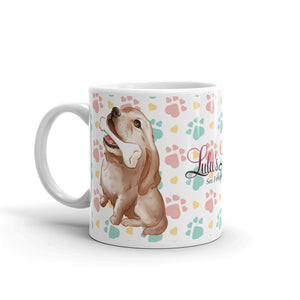 'Puppy Love Paw Print Dog Bone' Glossy Mug