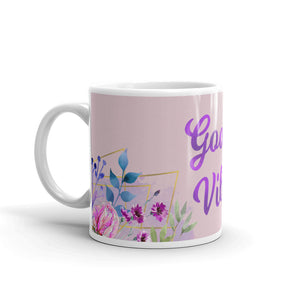 'Good Vibes' Floral Glossy Mug