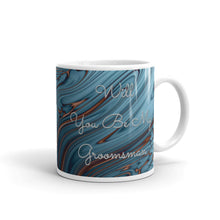 Load image into Gallery viewer, &#39;Will You Be My Groomsman?&#39; Blue &amp; Gold Swirl Glossy Mug
