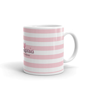 ‘Pink & White Stripes Lulu’s Luxuries Logo’ Glossy Mug