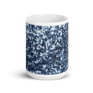 'Blue Sparkle Glitter Confetti Print' Mug