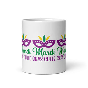 'Mardi Gras Cutie' White Glossy Mug