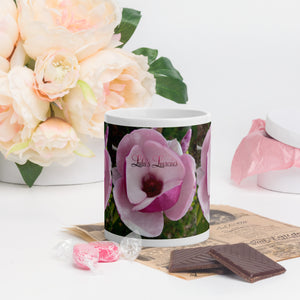 'Spring Pink Flower' White Glossy Mug