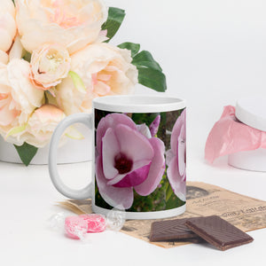 'Spring Pink Flower' White Glossy Mug