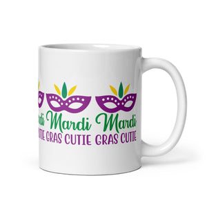 'Mardi Gras Cutie' White Glossy Mug