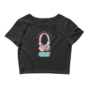 'Music Is Life Headphones' Women’s Crop Tee