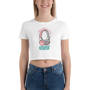 'Music Is Life Headphones' Women’s Crop Tee