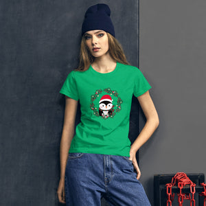 'Penguin Wreath Holiday' Women's short sleeve t-shirt