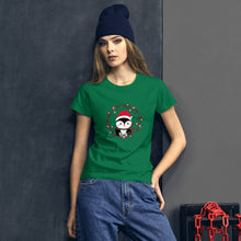 Load image into Gallery viewer, &#39;Penguin Wreath Holiday&#39; Women&#39;s short sleeve t-shirt
