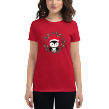 Load image into Gallery viewer, &#39;Penguin Wreath Holiday&#39; Women&#39;s short sleeve t-shirt
