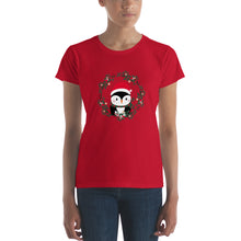 Load image into Gallery viewer, &#39;Penguin Wreath Holiday&#39; Women&#39;s short sleeve t-shirt
