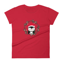 Load image into Gallery viewer, &#39;Penguin Wreath Holiday&#39; Women&#39;s short sleeve t-shirt
