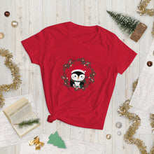 Load image into Gallery viewer, &#39;Penguin Wreath Holiday&#39; Women&#39;s short sleeve t-shirt
