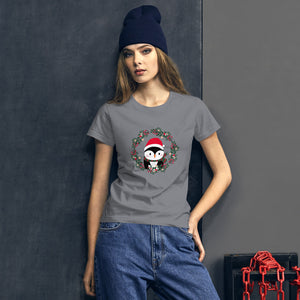 'Penguin Wreath Holiday' Women's short sleeve t-shirt