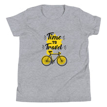 Load image into Gallery viewer, &#39;Time To Travel Bicycle&#39; Unisex Youth Short Sleeve T-Shirt
